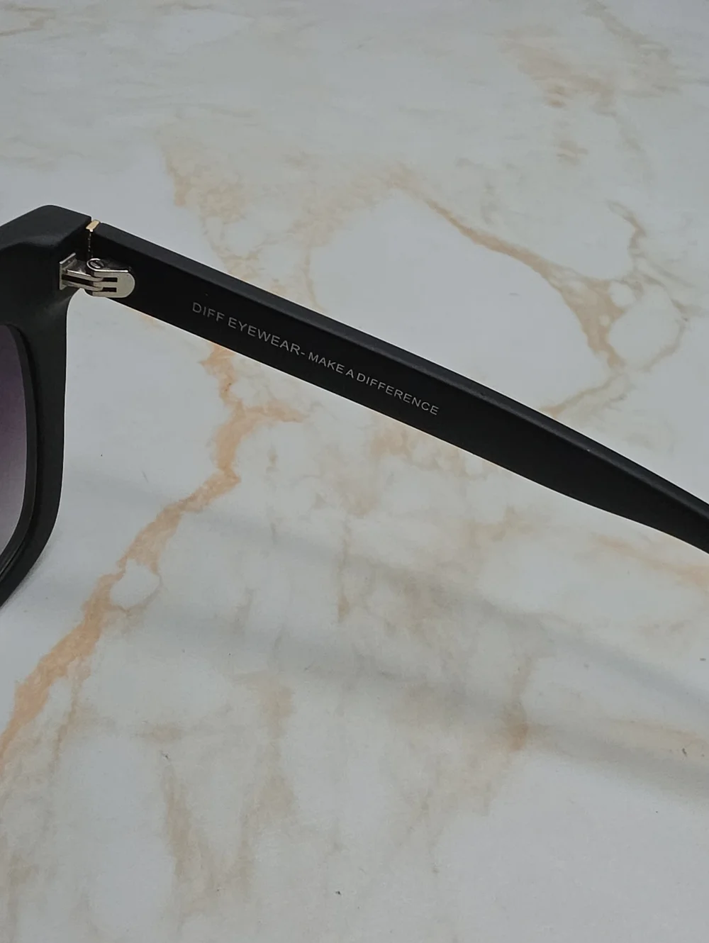 Diff Talia Black Oversized Square Sunglasses with Gradient Lenses
